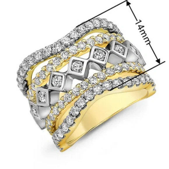 New Sterling silver/gold plated Two tone ring - Picture 2 of 2